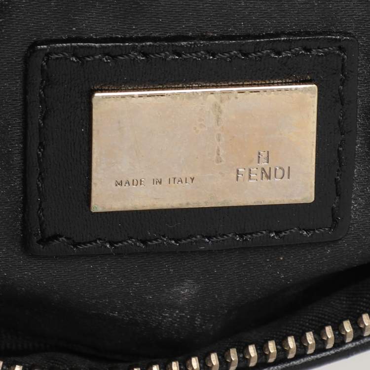 Pre Owned Fendi Black Canvas and Leather Chef Baguette Bag