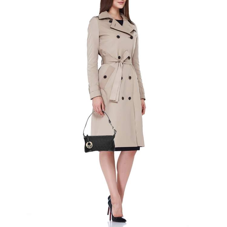 Pre Owned Fendi Black Canvas and Leather Chef Baguette Bag