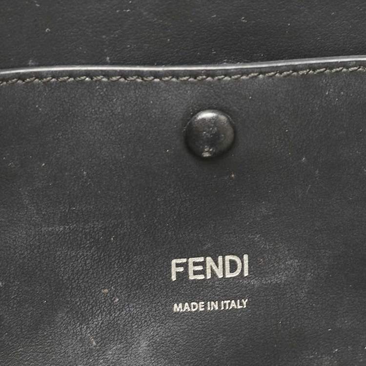 Pre Owned Fendi Black Zucca Embossed PVC and Leather Medium Baguette Bag