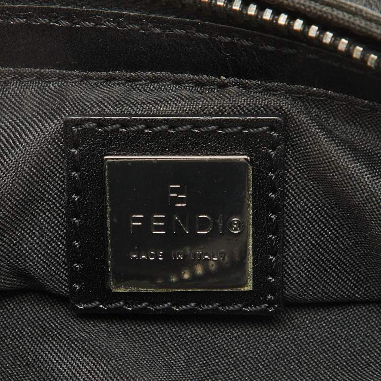 Pre Owned Fendi Black Zucchino Canvas and Leather Mini Pochette Bag