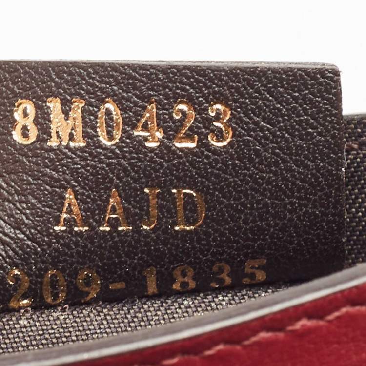 Pre Owned Fendi Burgundy Zucca Embossed Leather Baguette Card Holder