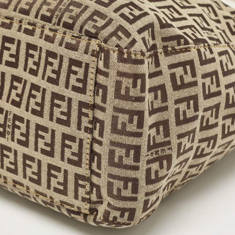 Pre Owned Fendi Yellow/Beige Zucchino Fabric and Leather Tote