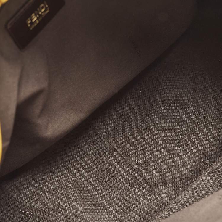 Pre Owned Fendi Yellow/Beige Zucchino Fabric and Leather Tote