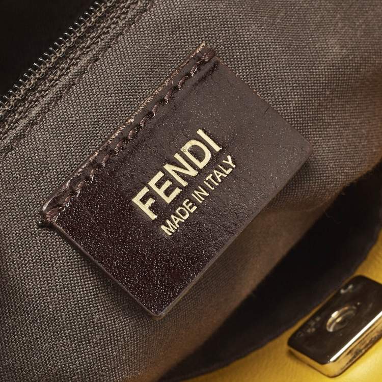 Pre Owned Fendi Yellow/Beige Zucchino Fabric and Leather Tote