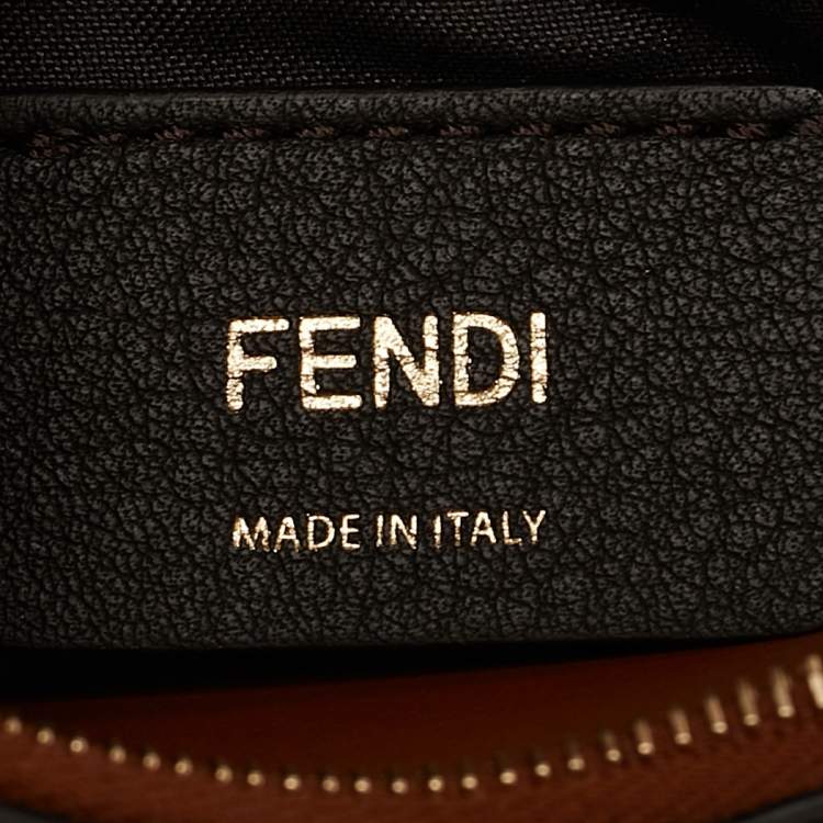 Pre Owned Fendi Brown Leather Logo Embossed Wallet On Chain