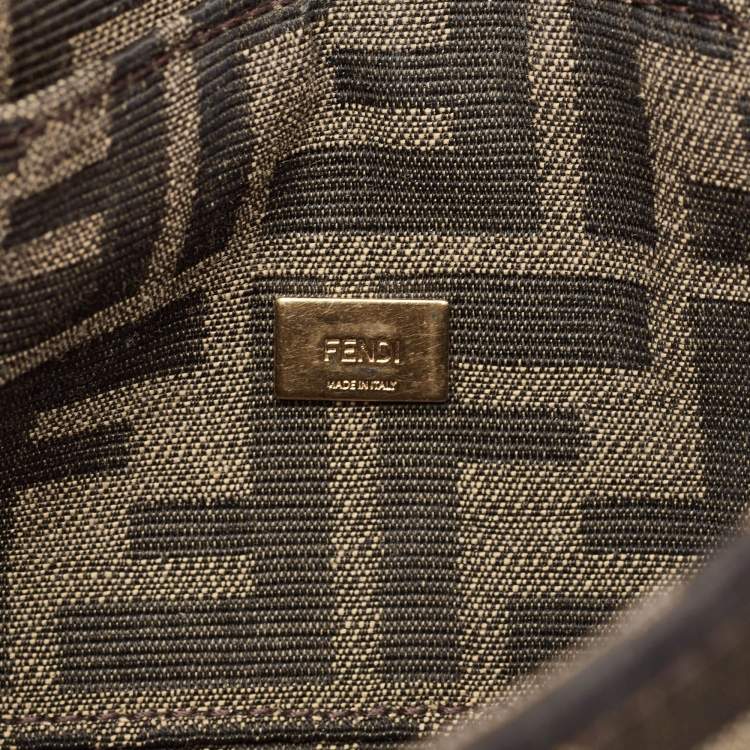 Pre Owned Fendi Tobacco FF Canvas Mini Baguette Bag