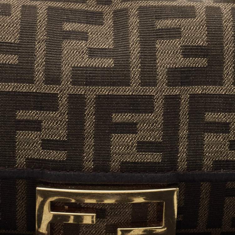 Pre Owned Fendi Tobacco FF Canvas Mini Baguette Bag
