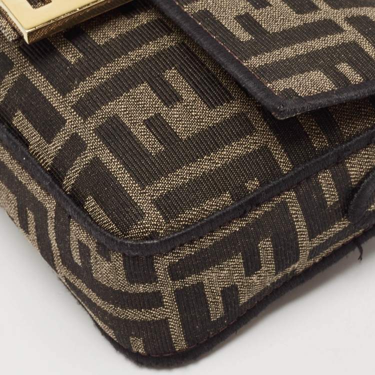 Pre Owned Fendi Tobacco FF Canvas Mini Baguette Bag