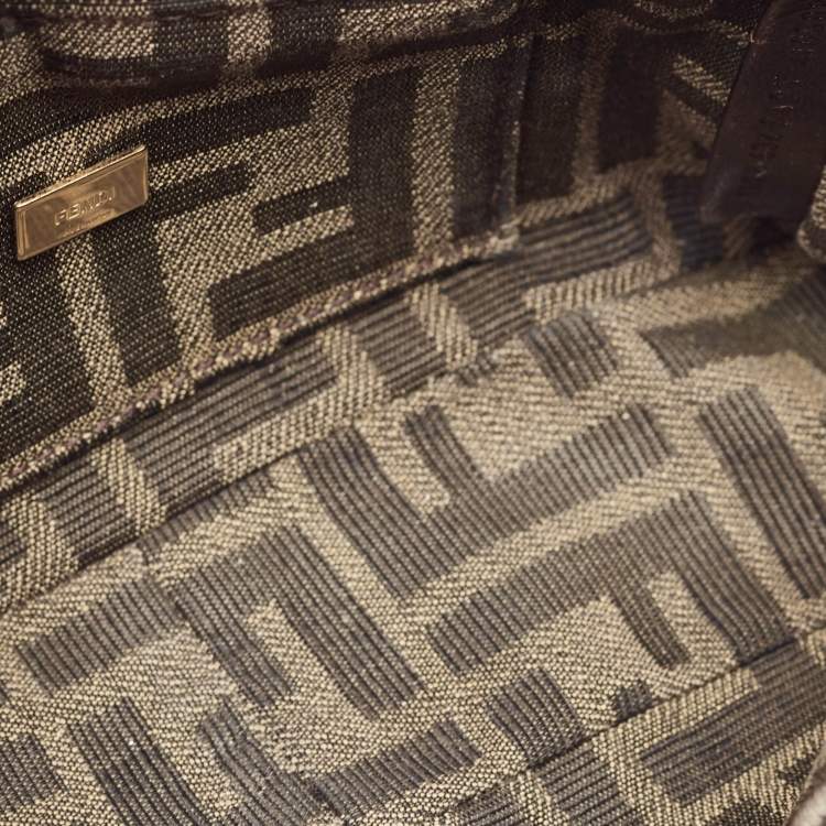 Pre Owned Fendi Tobacco FF Canvas Mini Baguette Bag