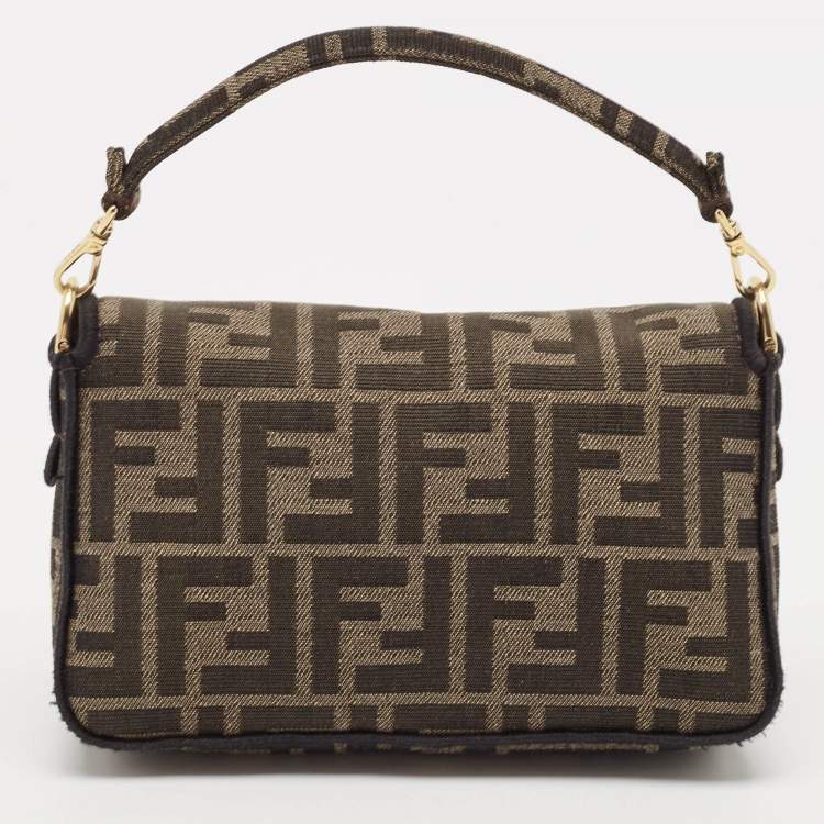 Pre Owned Fendi Tobacco FF Canvas Mini Baguette Bag