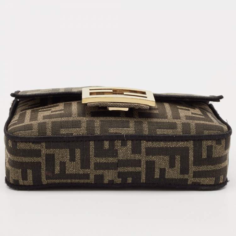 Pre Owned Fendi Tobacco FF Canvas Mini Baguette Bag