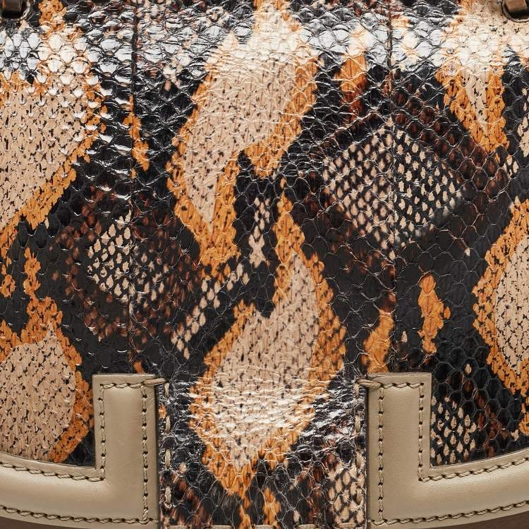 Pre Owned Fendi Multicolor Leather and Python Silvana Top Handle Bag