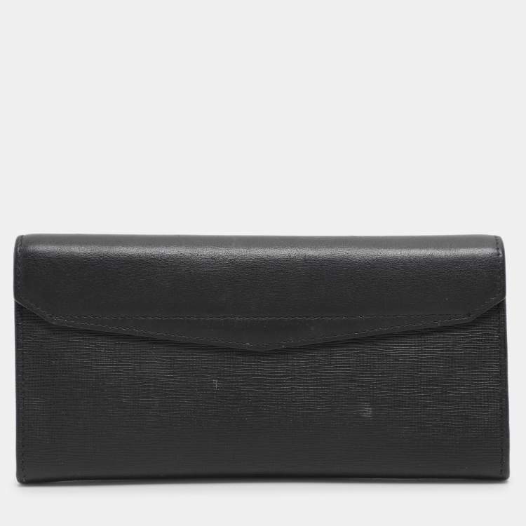 Pre Owned Fendi Black Leather 2Jours Continental Wallet