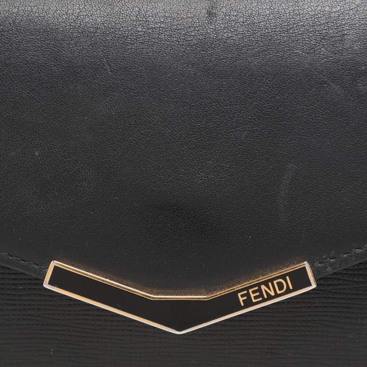 Pre Owned Fendi Black Leather 2Jours Continental Wallet