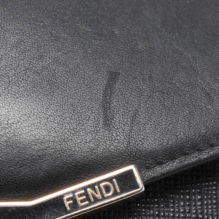 Pre Owned Fendi Black Leather 2Jours Continental Wallet
