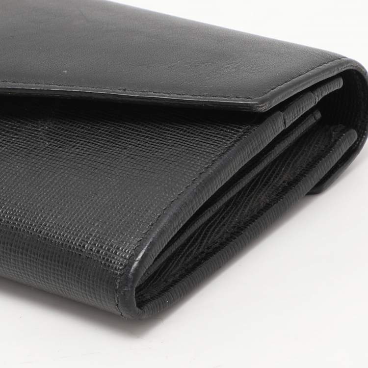 Pre Owned Fendi Black Leather 2Jours Continental Wallet