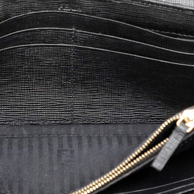 Pre Owned Fendi Black Leather 2Jours Continental Wallet