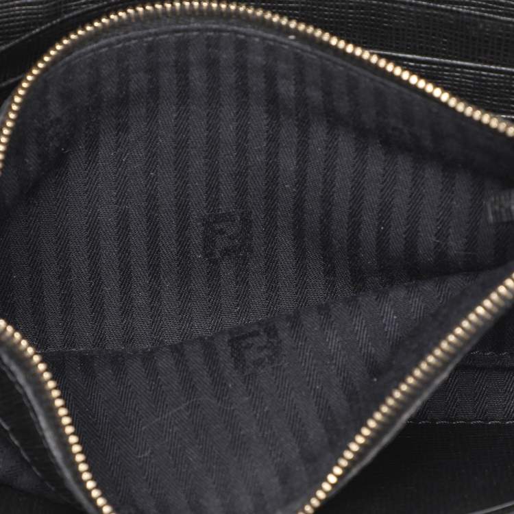 Pre Owned Fendi Black Leather 2Jours Continental Wallet