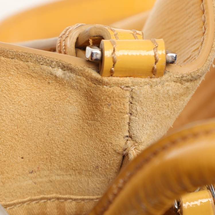 Pre Owned Fendi Yellow Patent Leather Small 2Jours Tote