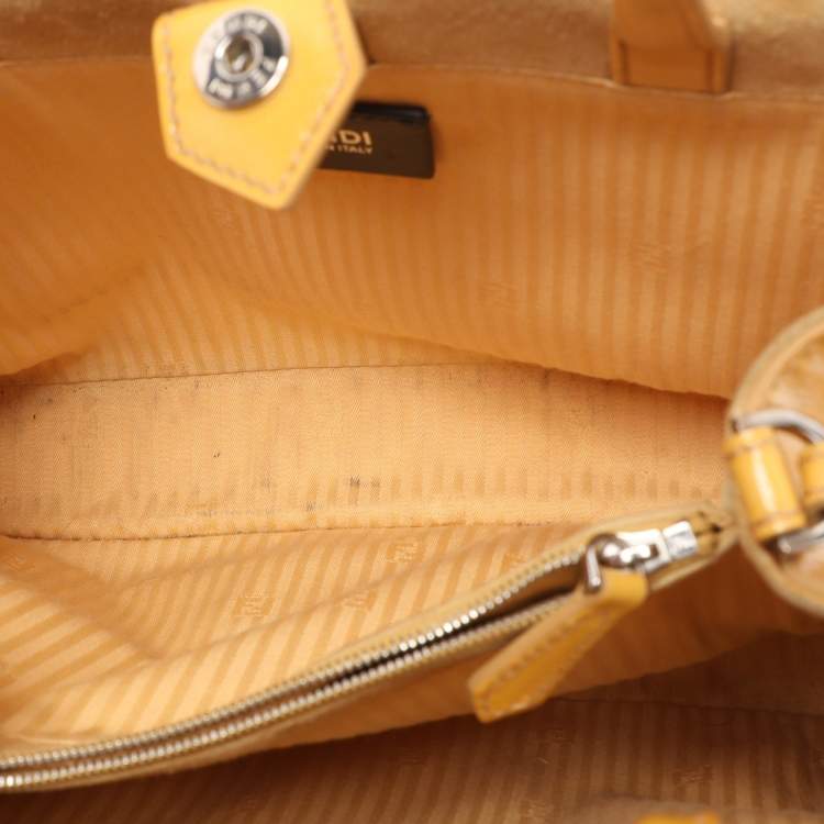 Pre Owned Fendi Yellow Patent Leather Small 2Jours Tote