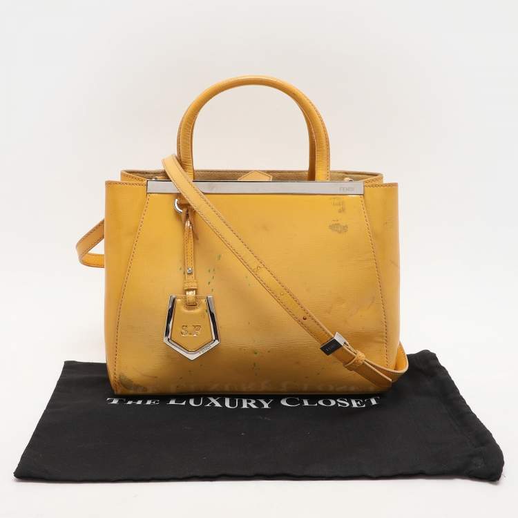 Pre Owned Fendi Yellow Patent Leather Small 2Jours Tote