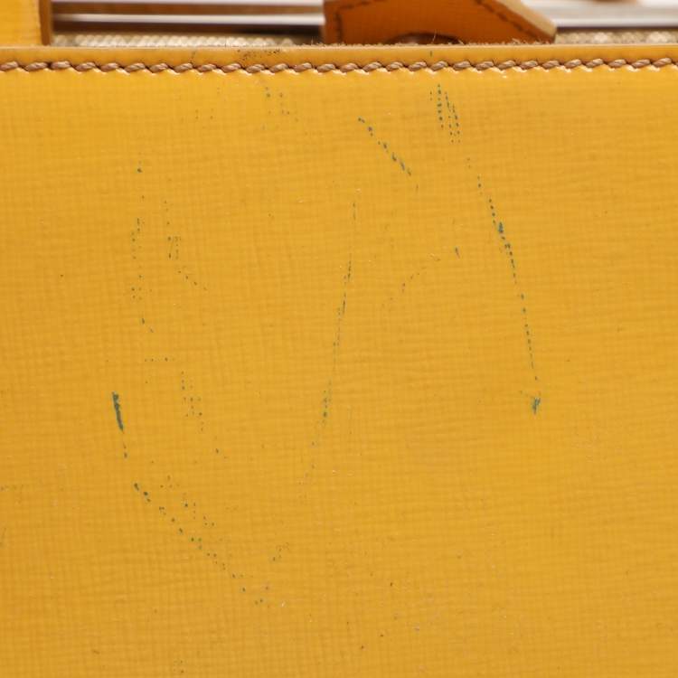 Pre Owned Fendi Yellow Patent Leather Small 2Jours Tote