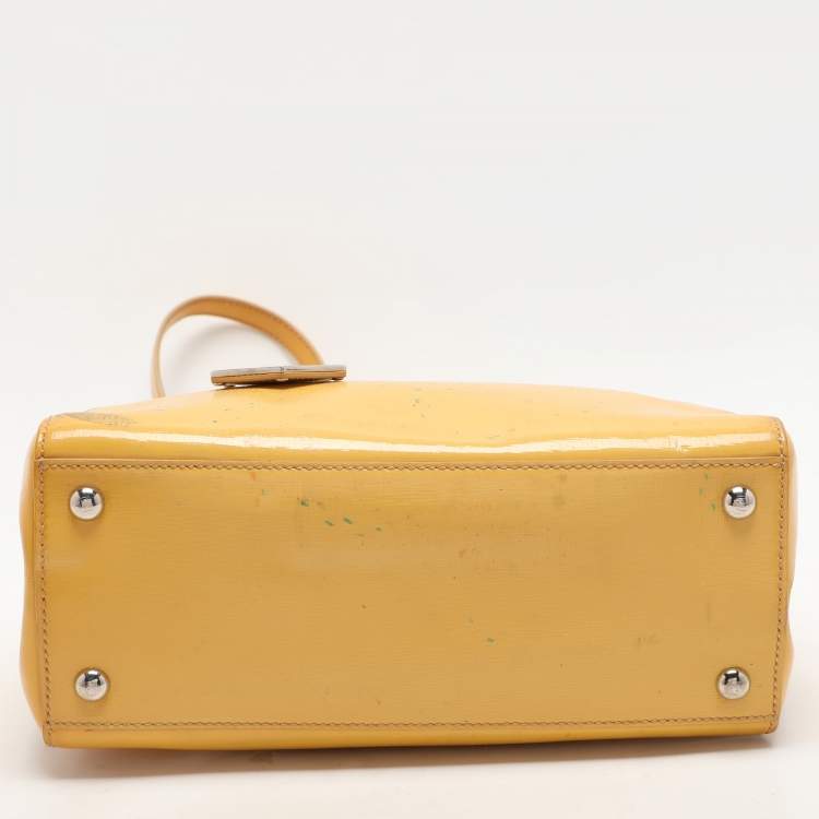 Pre Owned Fendi Yellow Patent Leather Small 2Jours Tote