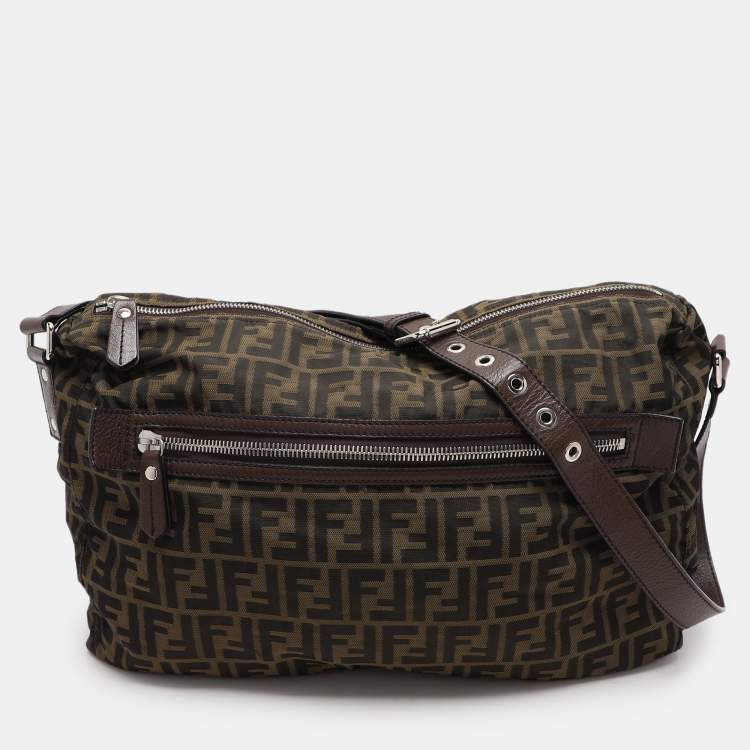 Pre Owned Fendi Tobacco Zucca Canvas and Leather Shoulder Bag
