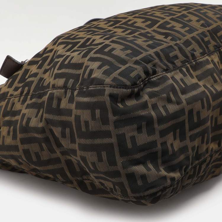 Pre Owned Fendi Tobacco Zucca Canvas and Leather Shoulder Bag
