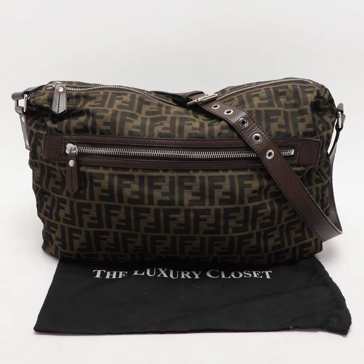 Pre Owned Fendi Tobacco Zucca Canvas and Leather Shoulder Bag