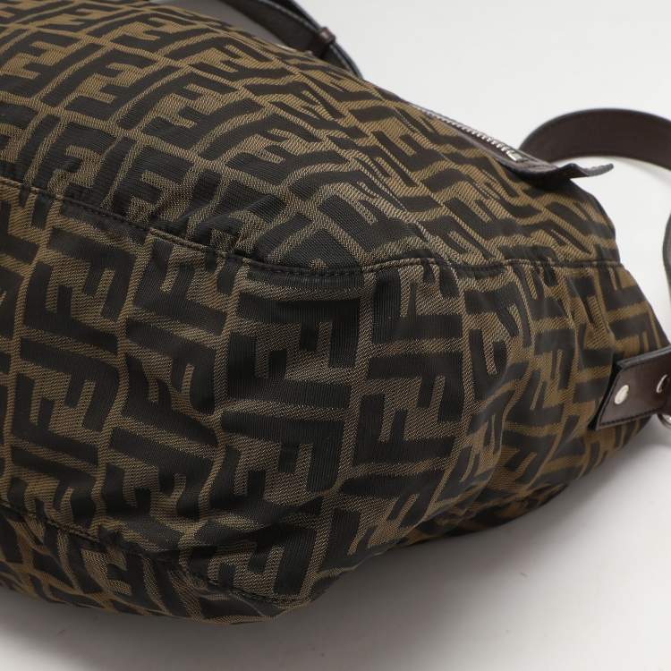 Pre Owned Fendi Tobacco Zucca Canvas and Leather Shoulder Bag