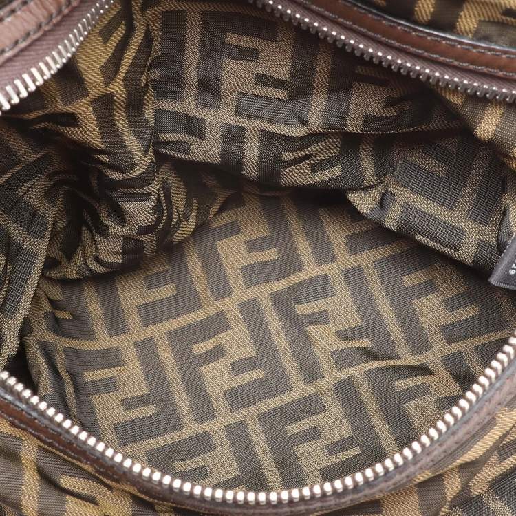 Pre Owned Fendi Tobacco Zucca Canvas and Leather Shoulder Bag