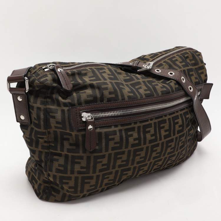 Pre Owned Fendi Tobacco Zucca Canvas and Leather Shoulder Bag