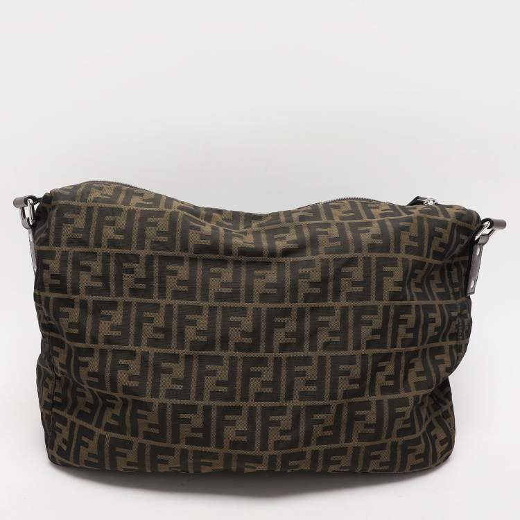 Pre Owned Fendi Tobacco Zucca Canvas and Leather Shoulder Bag