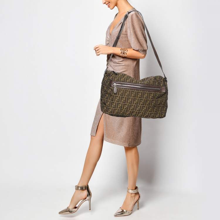 Pre Owned Fendi Tobacco Zucca Canvas and Leather Shoulder Bag