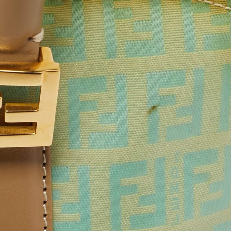 Pre Owned Fendi Blue/Tan Zucchino Vinyl Satchel