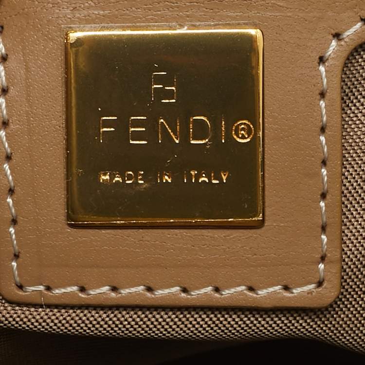 Pre Owned Fendi Blue/Tan Zucchino Vinyl Satchel