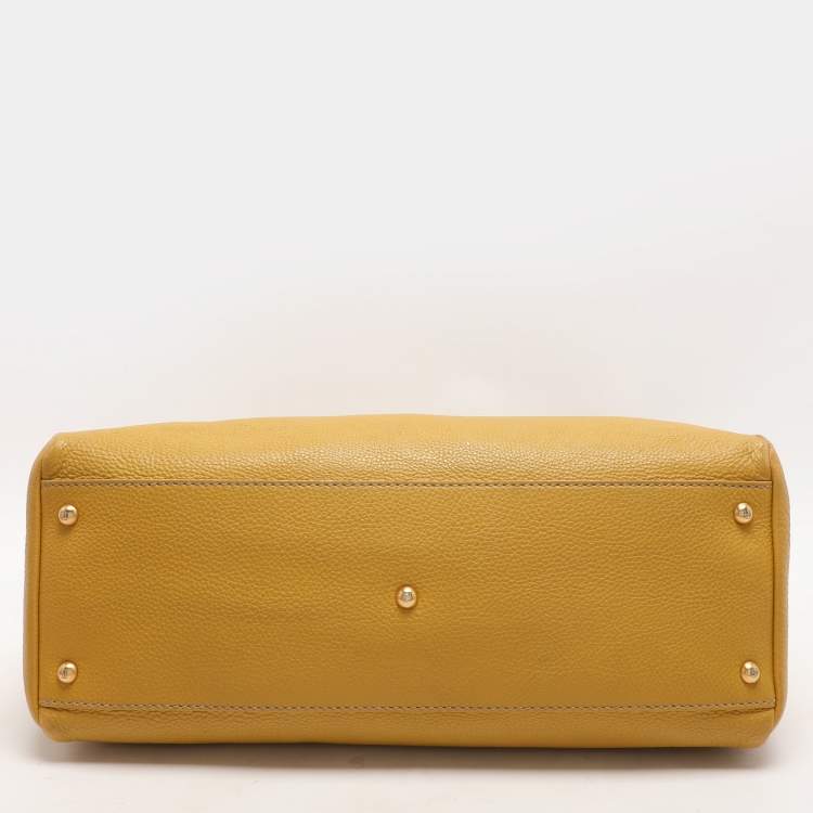 مملوكة مسبقًا Fendi Yellow Selleria Leather Large Peekaboo Top Handle Bag