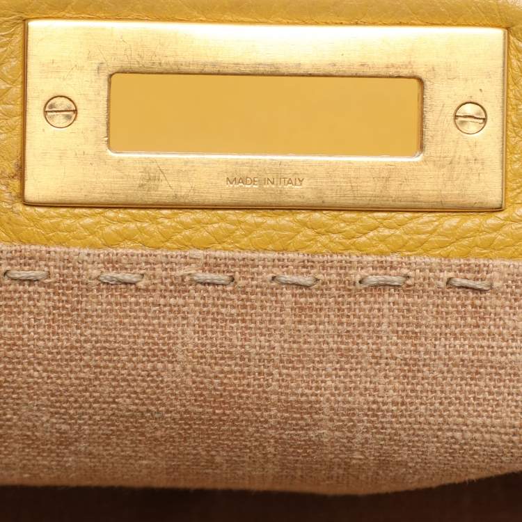 مملوكة مسبقًا Fendi Yellow Selleria Leather Large Peekaboo Top Handle Bag
