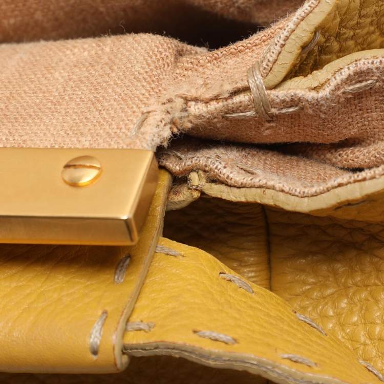مملوكة مسبقًا Fendi Yellow Selleria Leather Large Peekaboo Top Handle Bag