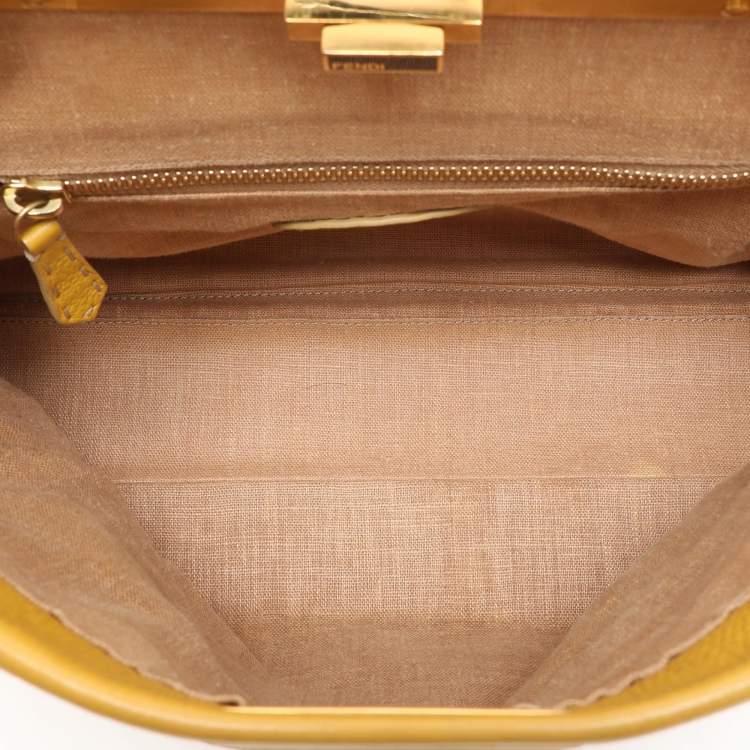مملوكة مسبقًا Fendi Yellow Selleria Leather Large Peekaboo Top Handle Bag
