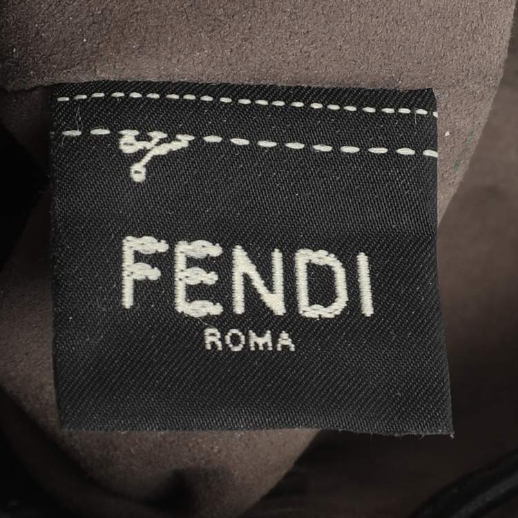 Pre Owned Fendi Black Zucca Leather Mini Mon Tresor Drawstring Bucket Bag