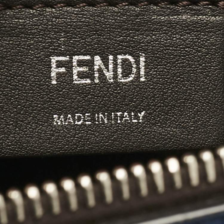 Pre Owned Fendi Navy Blue/Beige Leather and Python Small By The Way Bag