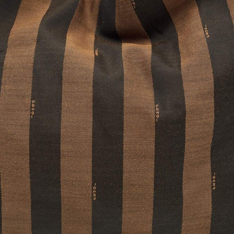 Pre Owned Fendi Tobacco/Magenta Pequin Stripe Canvas and Leather Hobo
