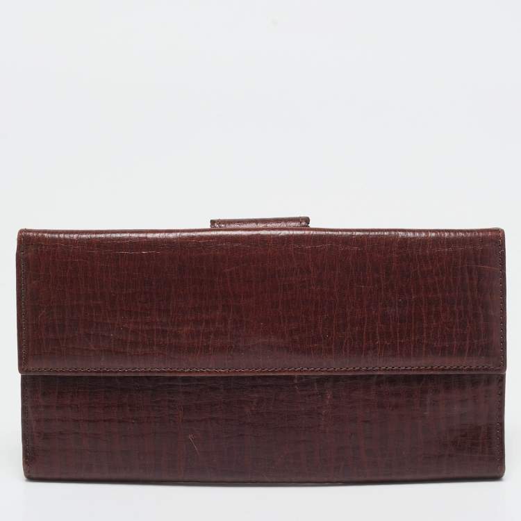 Pre Owned Fendi Brown Leather Flap Continental Wallet