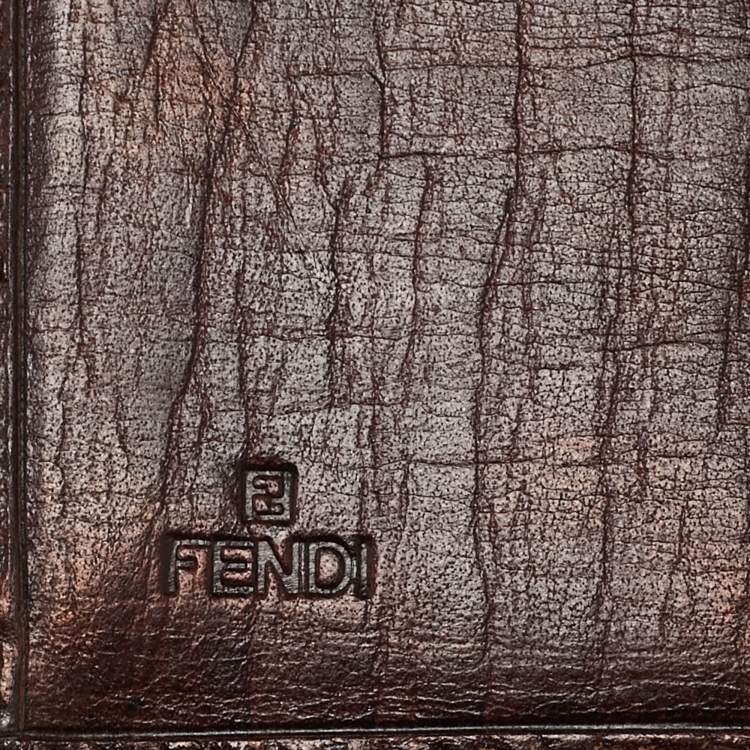 Pre Owned Fendi Brown Leather Flap Continental Wallet
