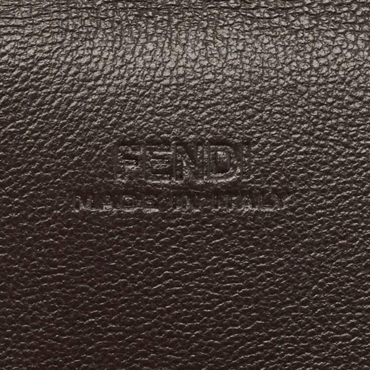 Pre Owned Fendi Brown FF Leather Envelope Flat Pouch