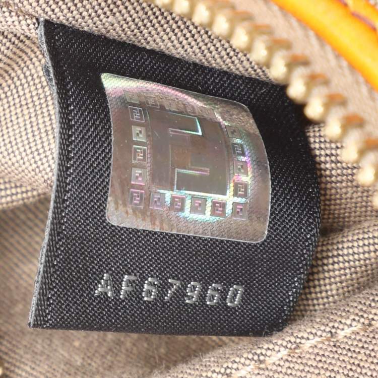 Pre Owned Fendi Beige/Orange Zucchino Canvas Chef Shoulder Bag