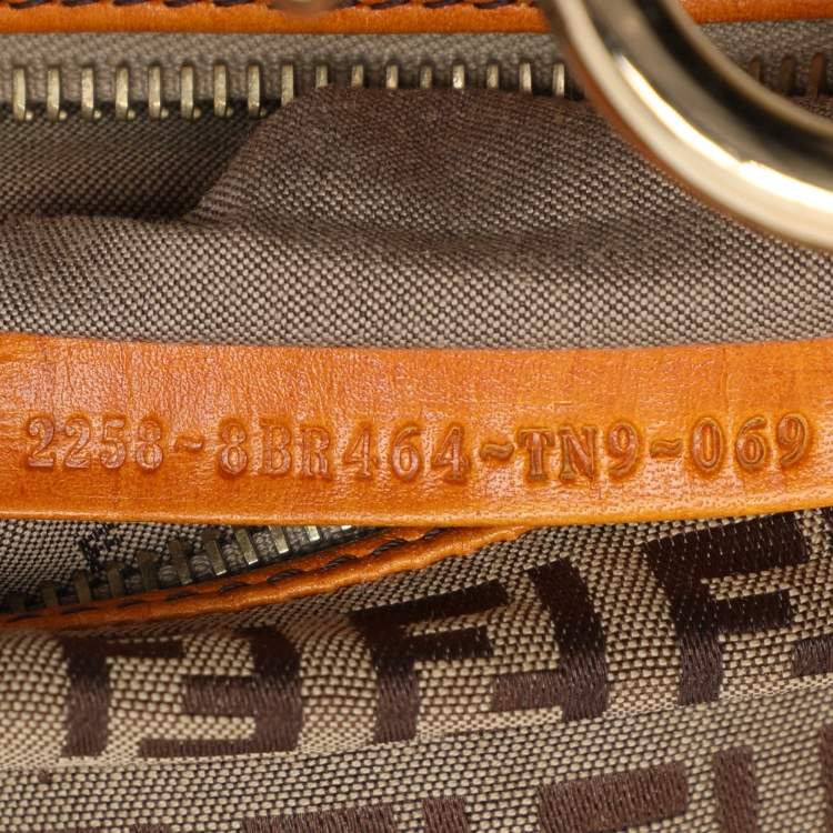 Pre Owned Fendi Beige/Orange Zucchino Canvas Chef Shoulder Bag