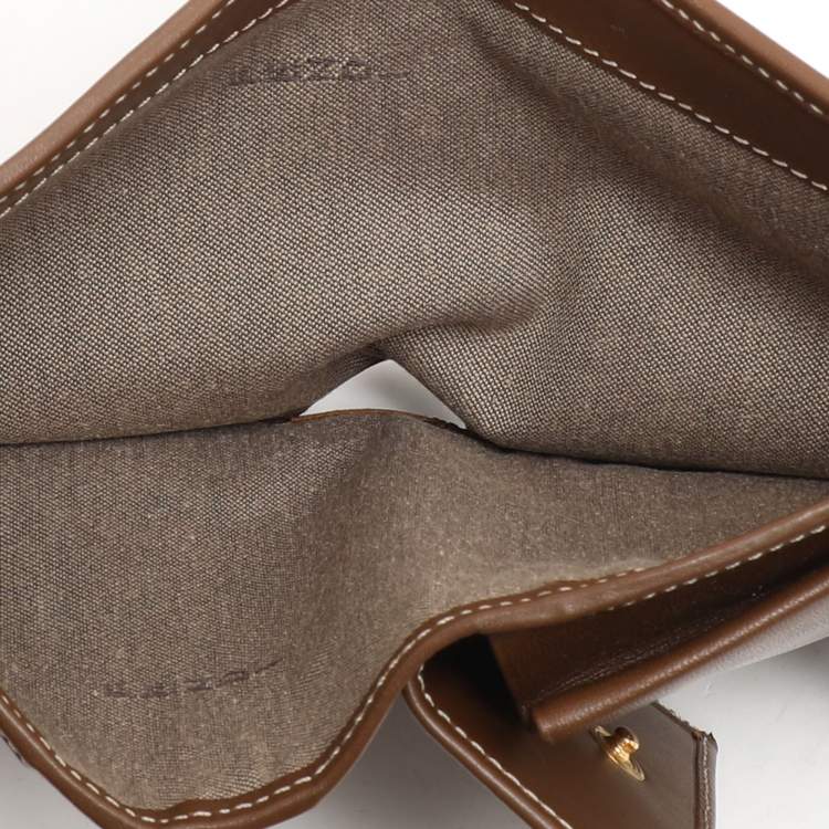 Pre Owned Fendi Tobacco Zucchino Canvas and Leather Trifold Wallet